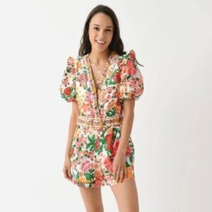 FARM RIO | Flowerful Sketch Multicolor Belted Floral Boho Romper Size M